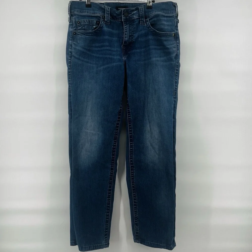 True Religion Devin Men's Jeans 31x30 Slim No Flap Medium Wash‎ Denim